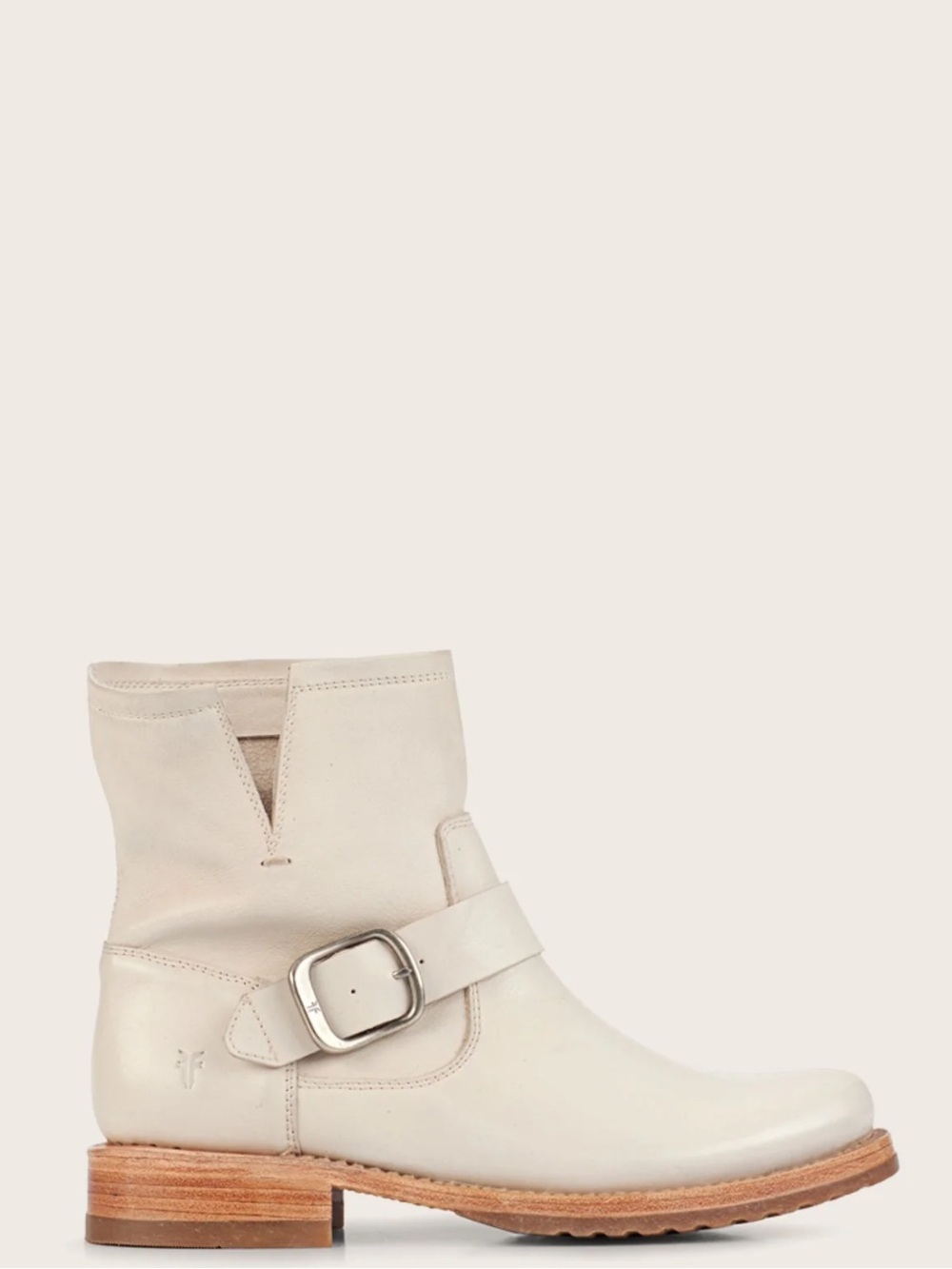 Frye Off-White Veronica Leather Ankle Boot with Buckle